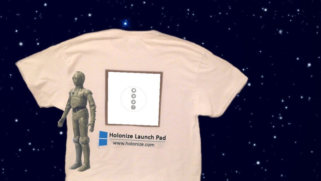 A hologram viewable on a t-shirt using Holonize’s software